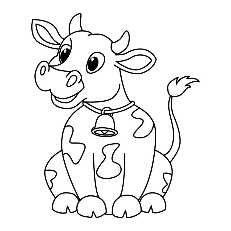 Cute cow cartoon characters vector illustration. For kids coloring book ...