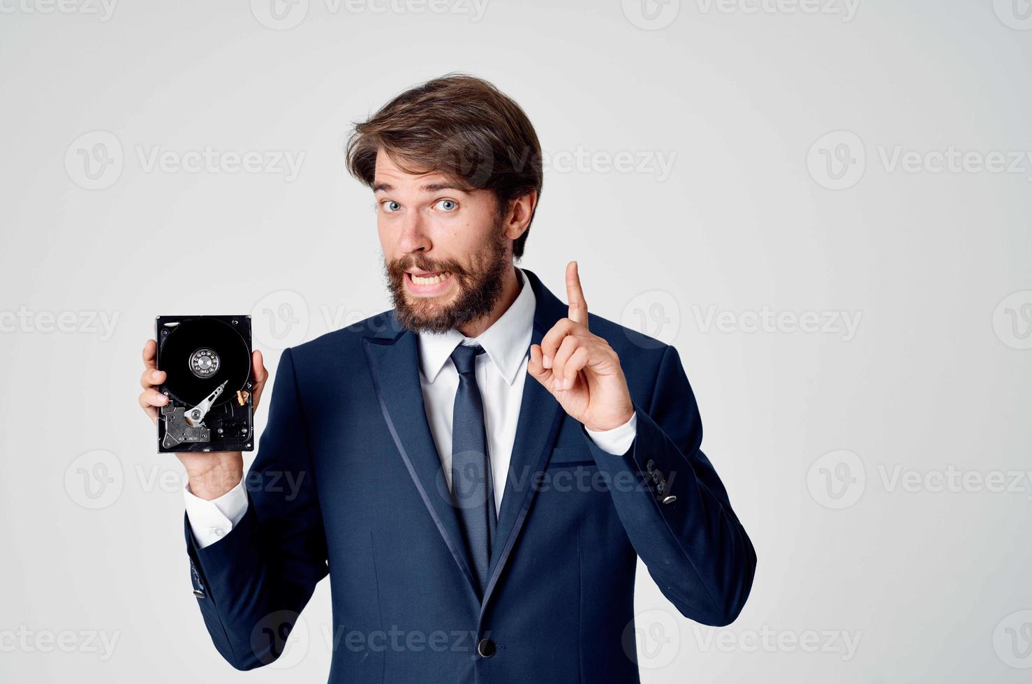 business man hard drive information technology professional photo