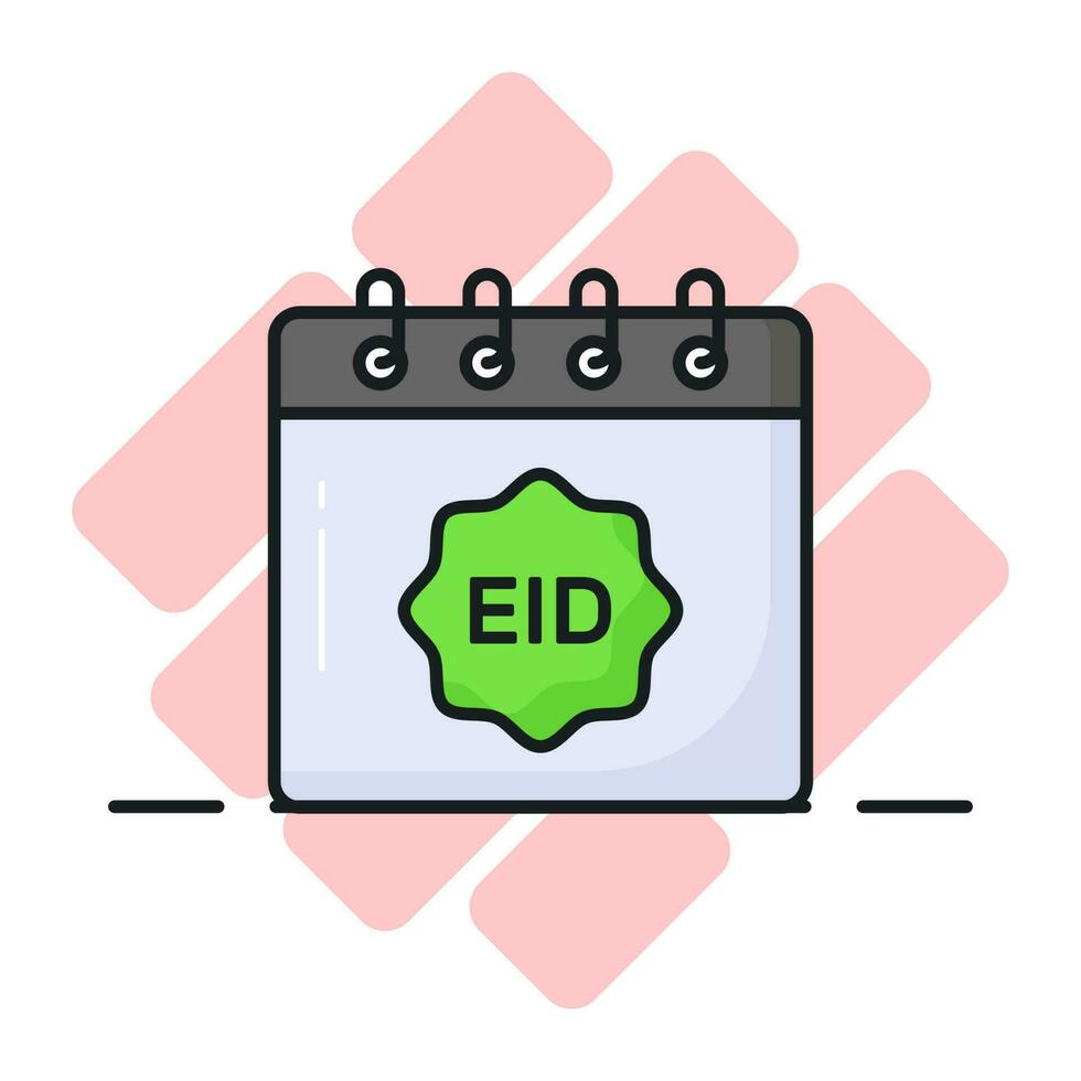 Eid tag on calendar denoting icon of ramadan calendar, premium vector of calendar