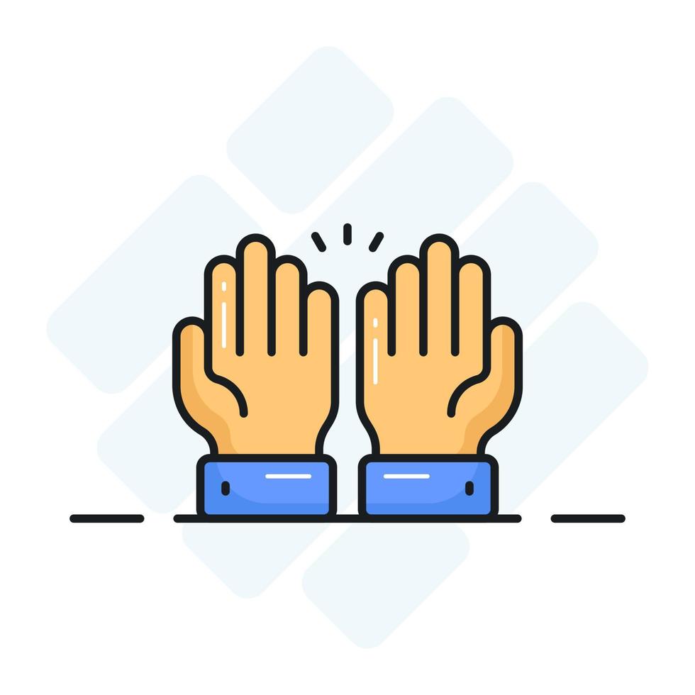 Praying hands vector design in trendy style, easy to use icon