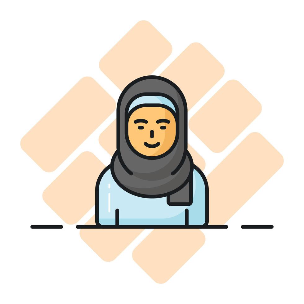 Woman wearing hijab showing vector of muslim woman, premium icon