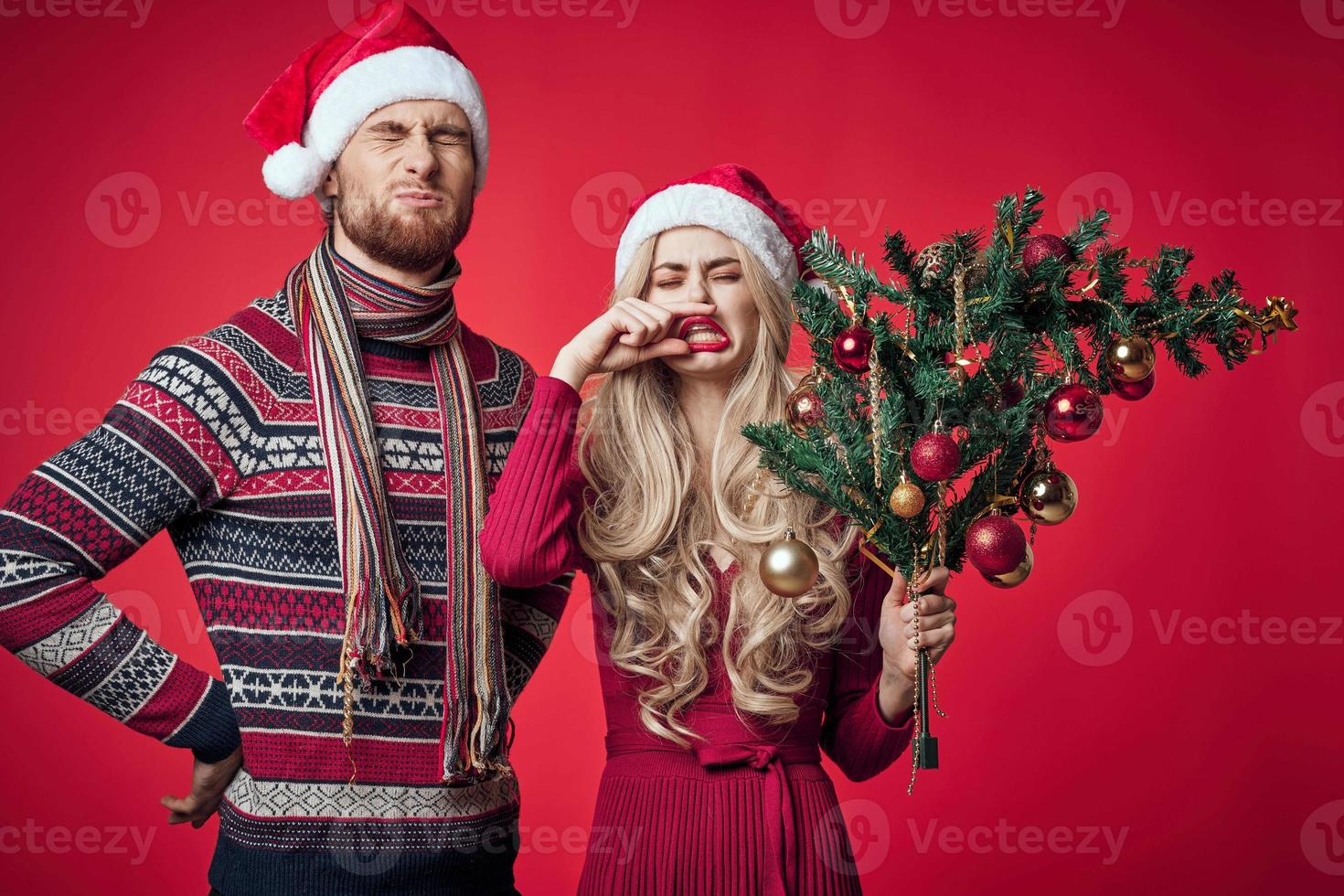 man and woman holiday christmas decoration family romance photo