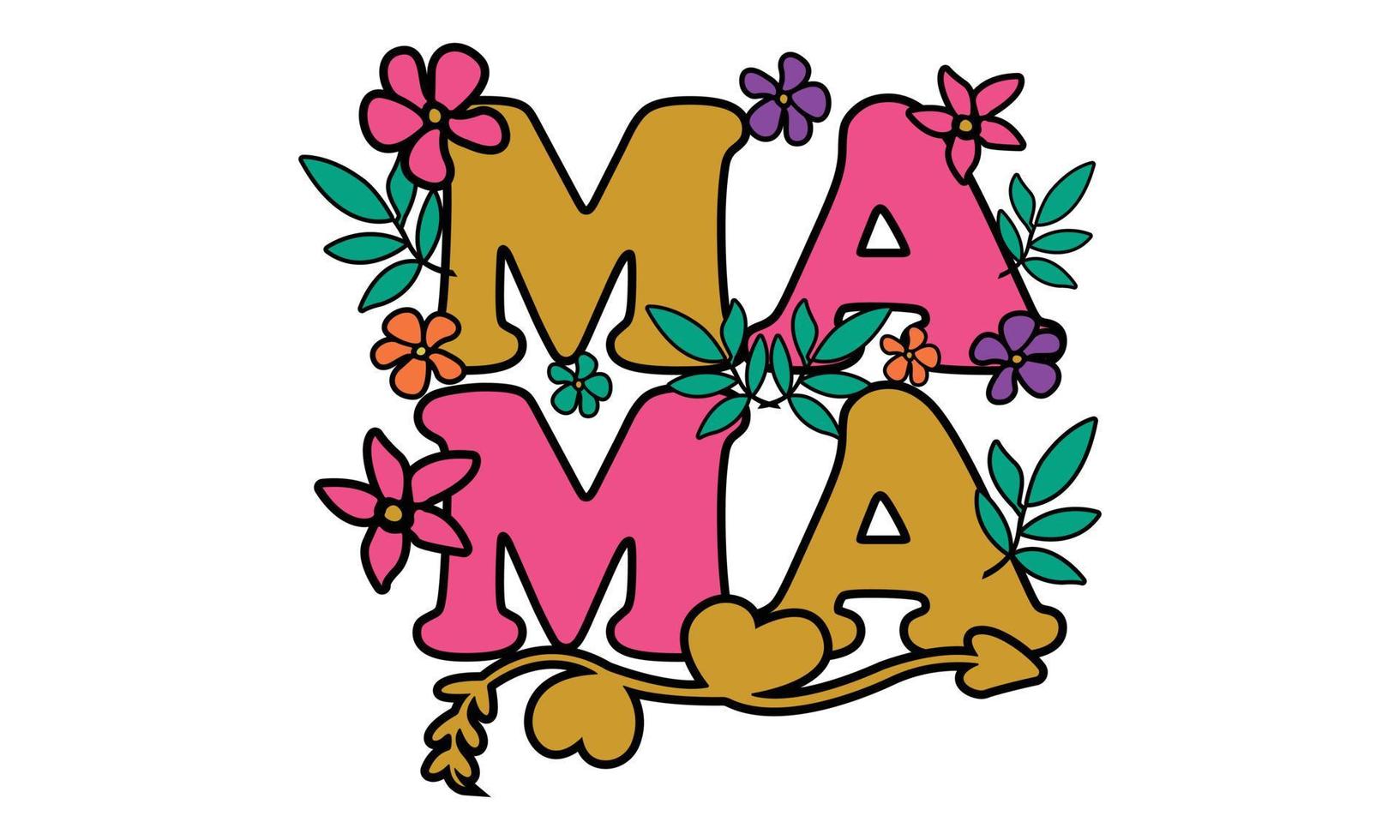 Happy Mothers day, Girls Mom, Retro Wavy SVG t-shirt Design. vector