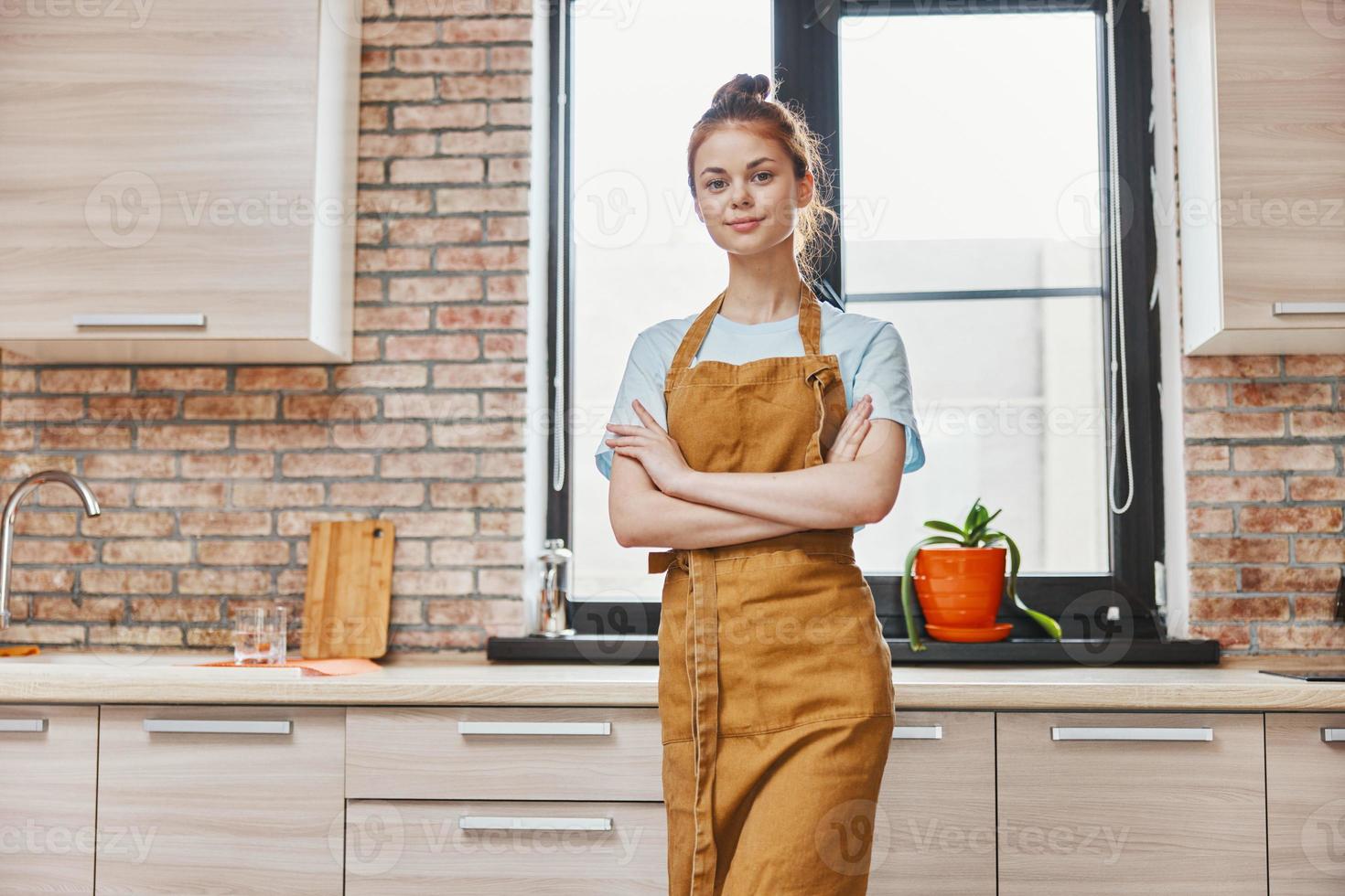 woman kitchen apartment kitchen utensils interior household concept photo