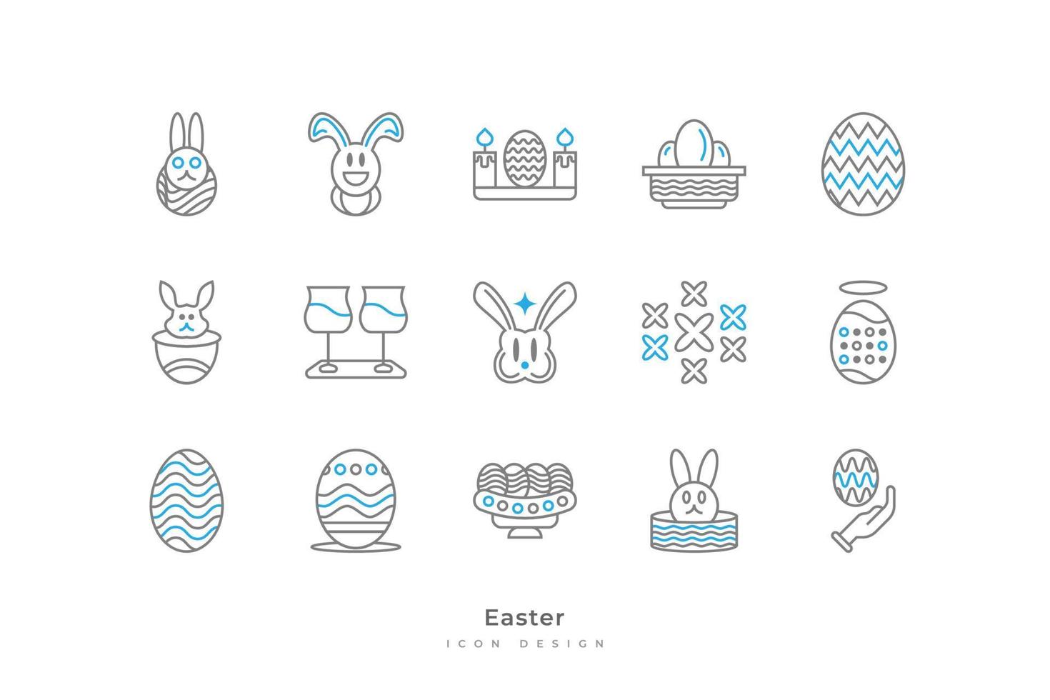 Easter Element Icon Set. Contains Eggs, Bunny, and More vector
