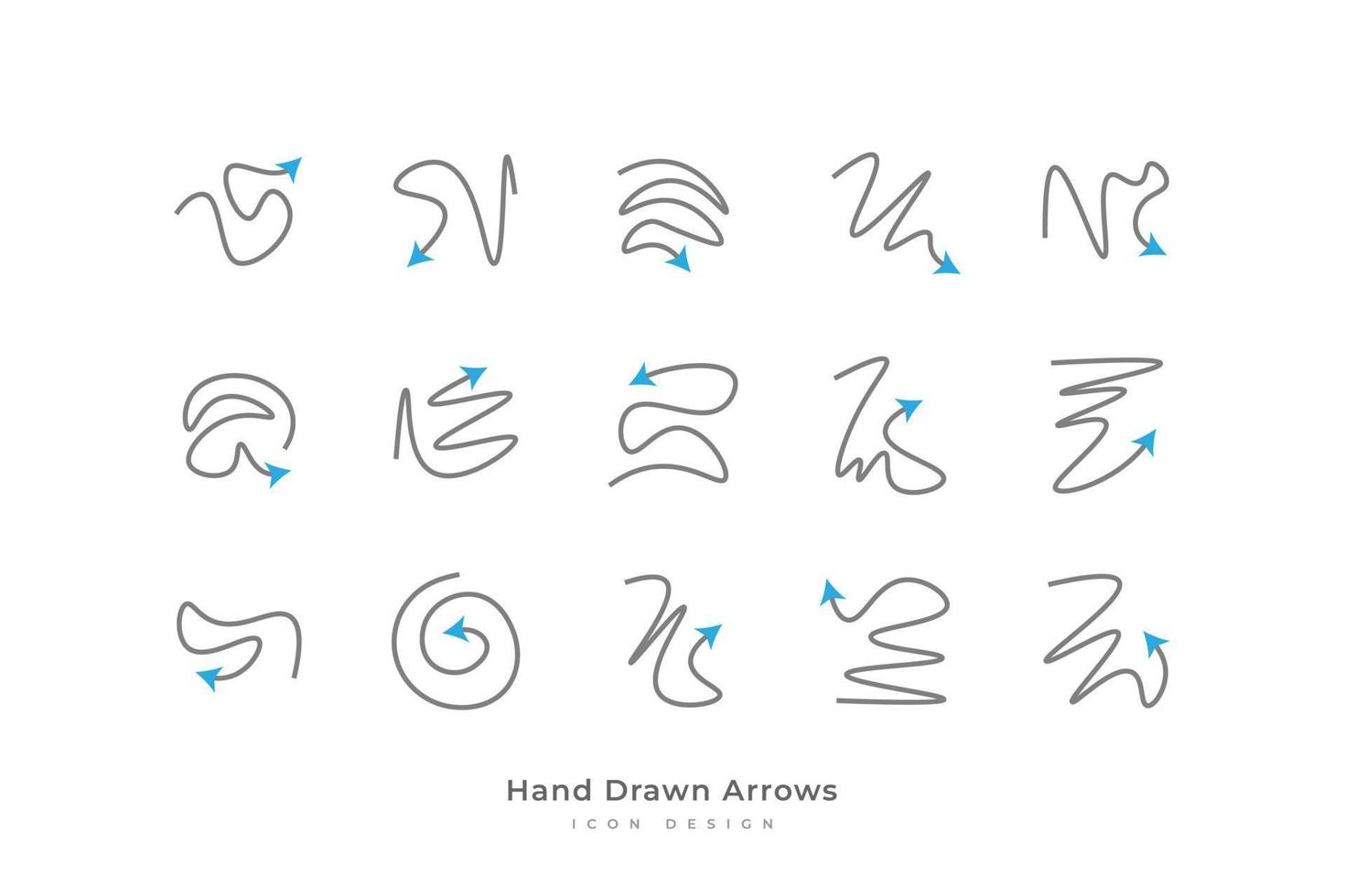 Set of Curved Arrow Icon with Hand Drawn Style vector