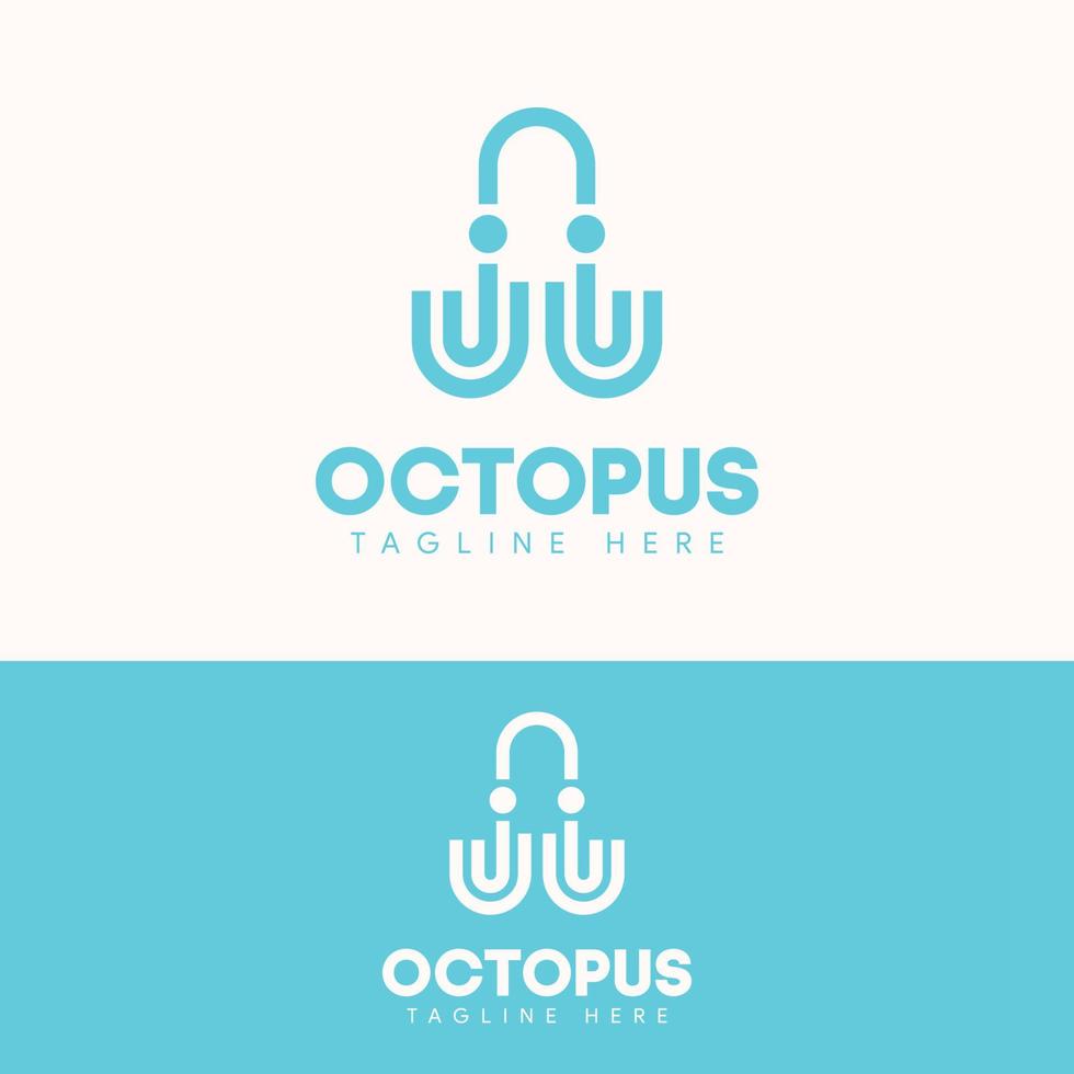 elegant simple octopus squid logo template vector