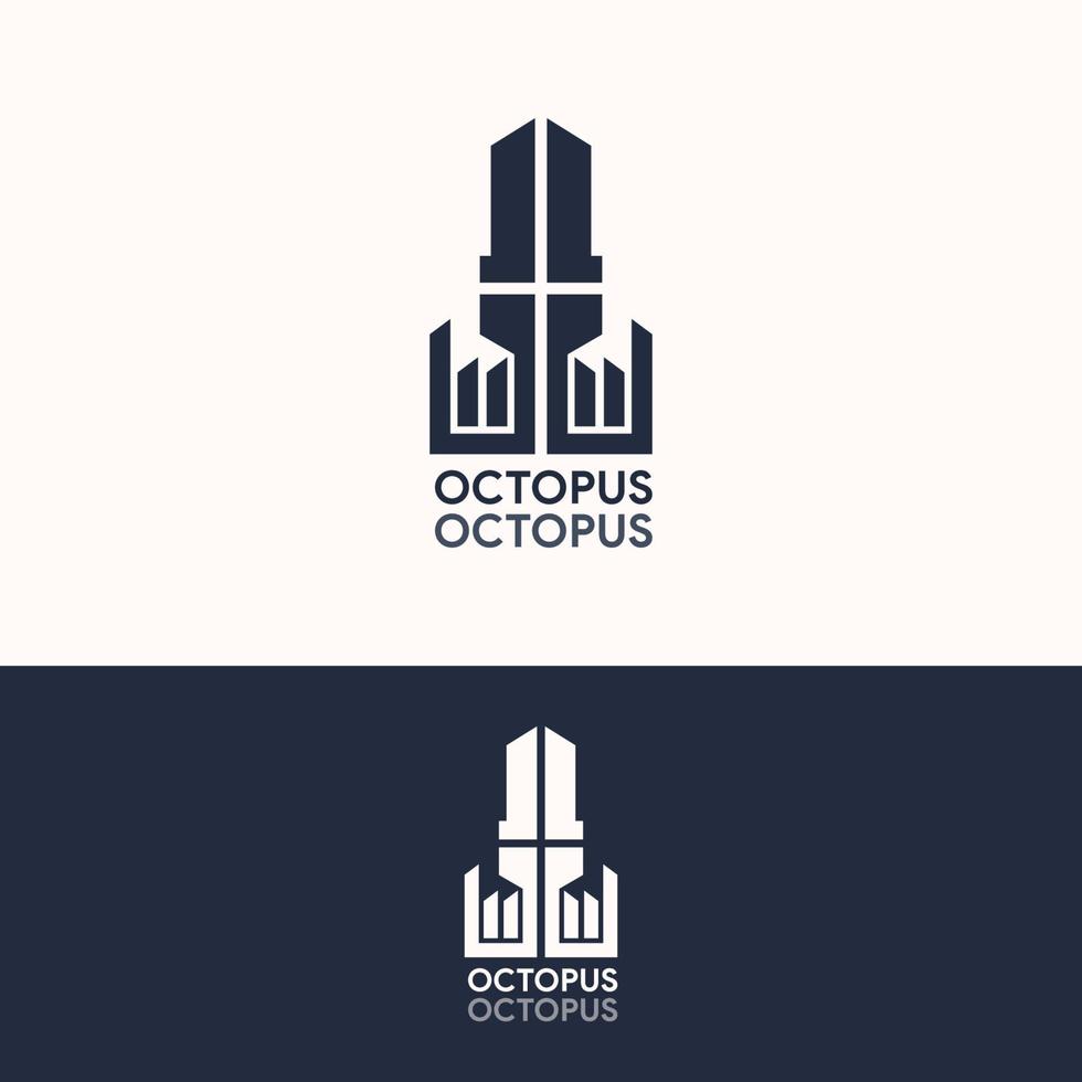 elegant simple octopus squid logo template vector