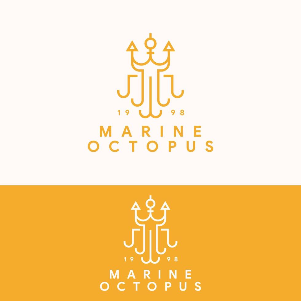 elegant simple octopus squid logo template vector