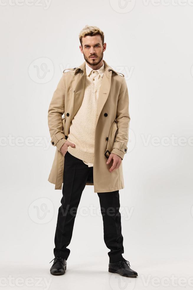 man modern coat style fashion full height lifestyle photo