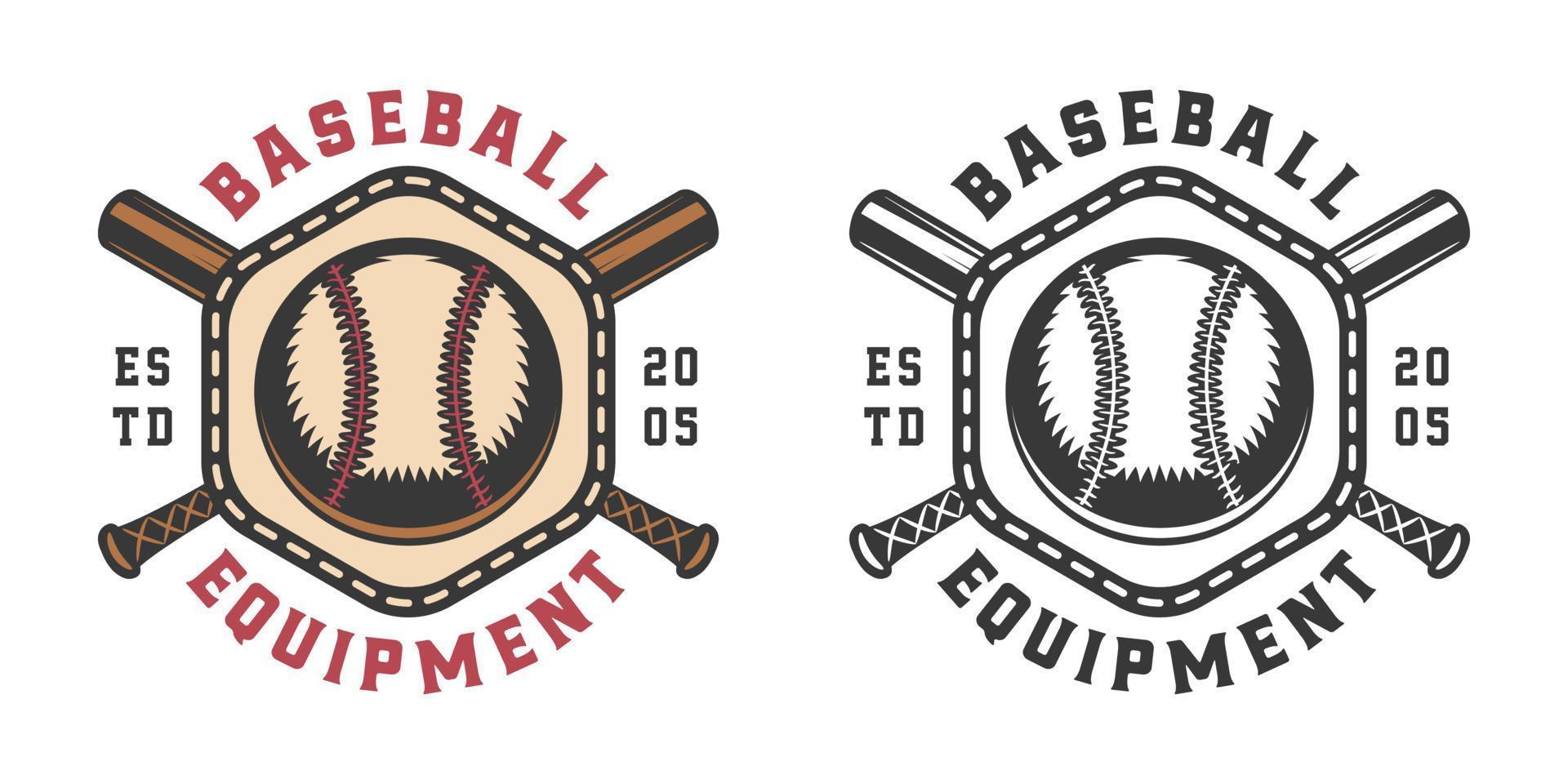 Vintage retro baseball sport emblem, logo, badge, label. mark, poster or print. Monochrome Graphic Art. Vector Illustration.