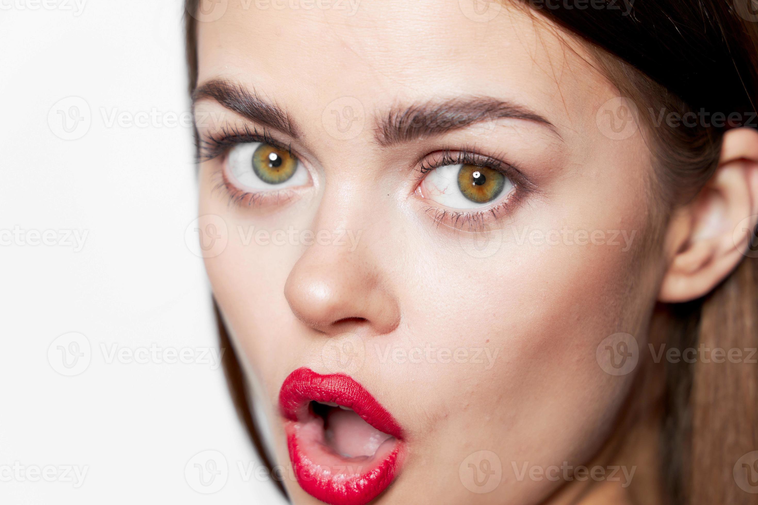 Closeup woman face with surprised open mouth facial 22066639 Stock