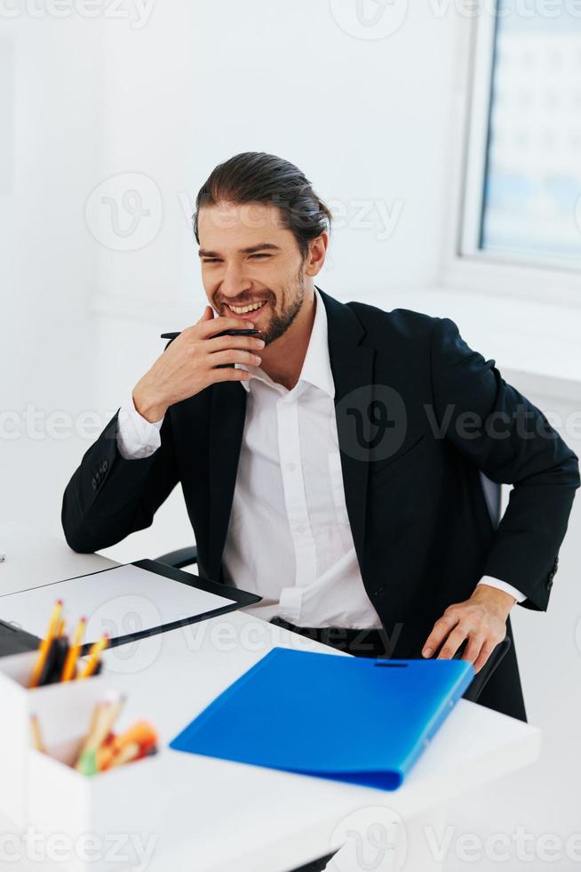 manager office work blue document folder boss photo