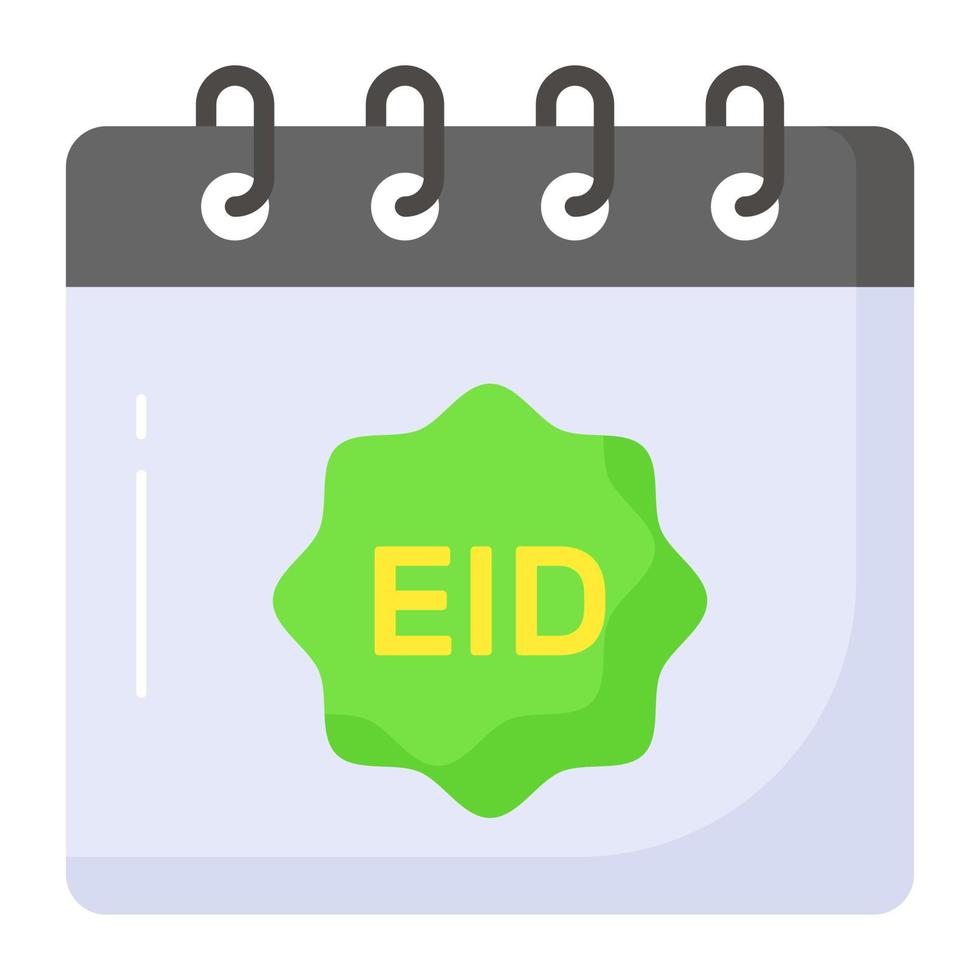 Eid tag on calendar denoting icon of ramadan calendar, premium vector of calendar