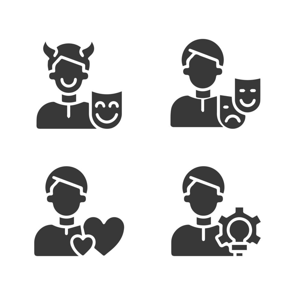 Personal traits black icons vector image