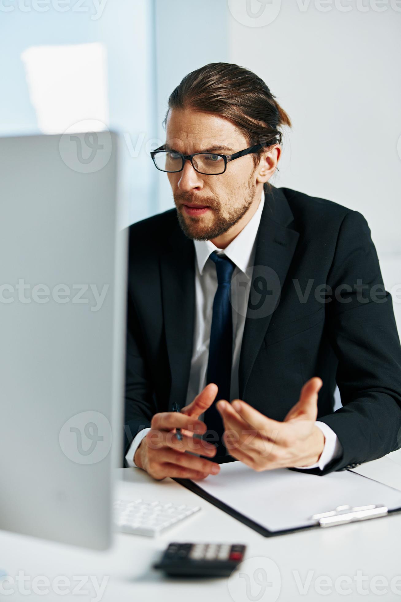 businessman near the desktop office computer technologies 22068230