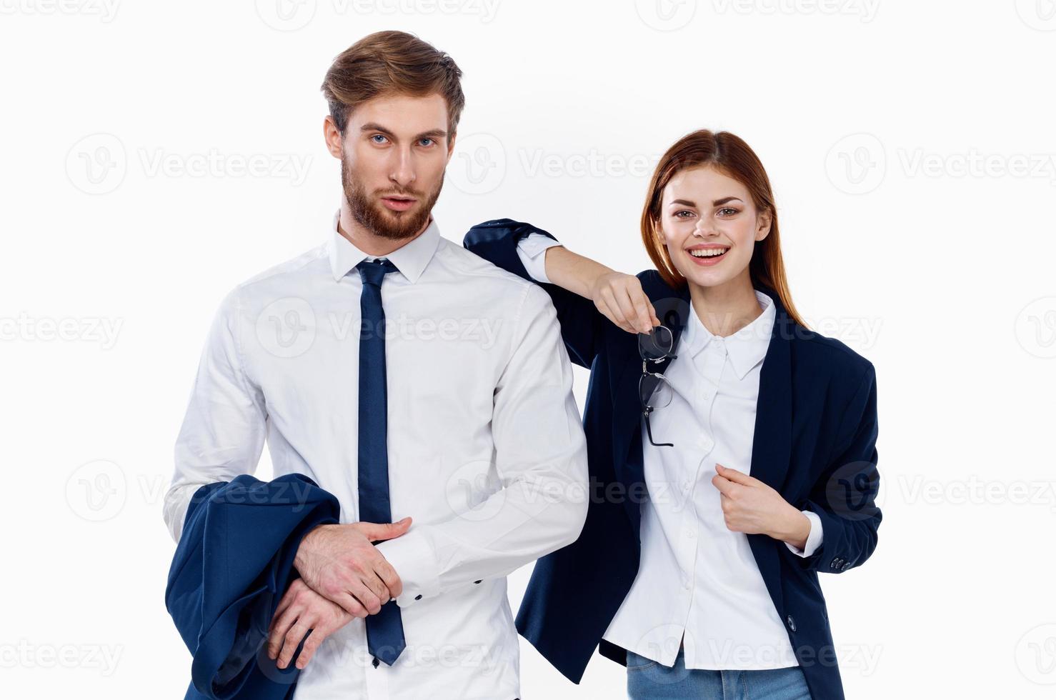 young couple work colleagues financial lifestyle communication photo