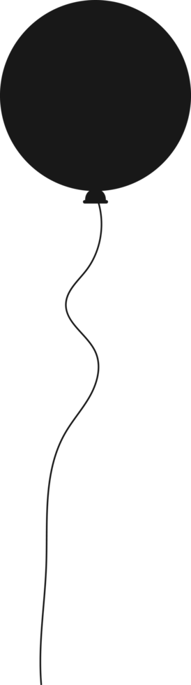 Black silhouette party balloon tied with string png