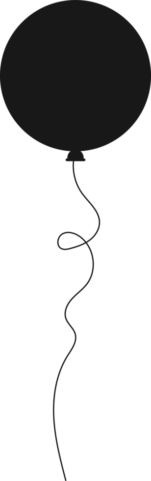 Black silhouette party balloon tied with string png