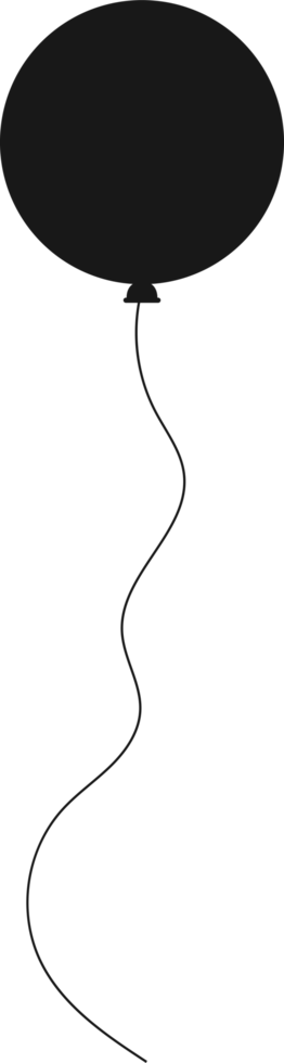 Black silhouette party balloon tied with string png