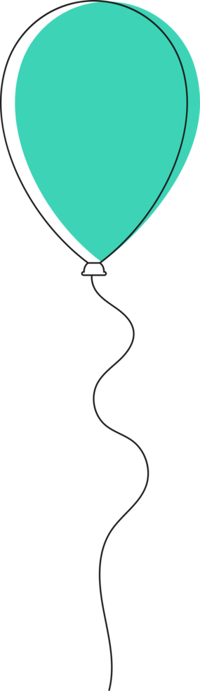 Colored party balloon tied with string png