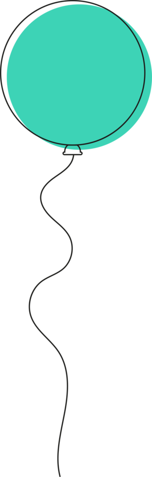 Colored party balloon tied with string png