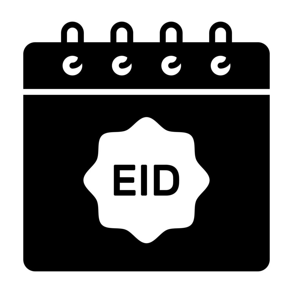 Eid tag on calendar denoting icon of ramadan calendar, premium vector of calendar