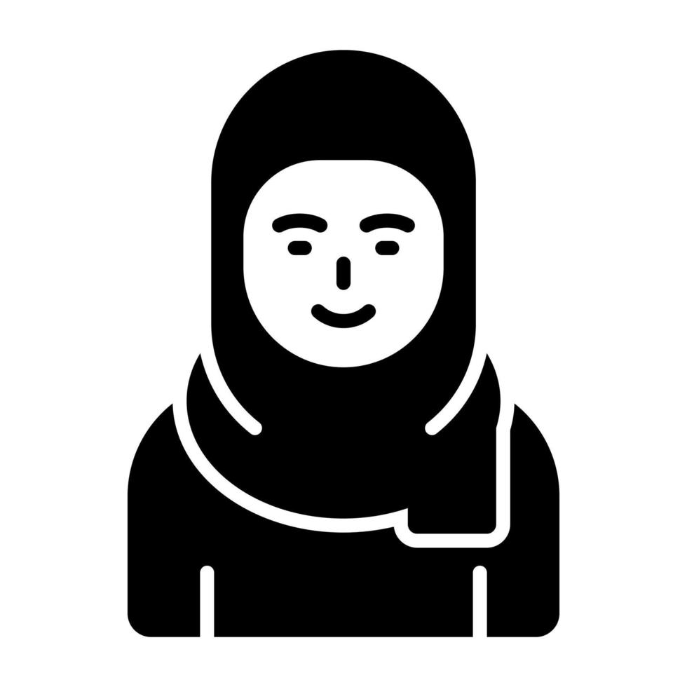 Woman wearing hijab showing vector of muslim woman, premium icon