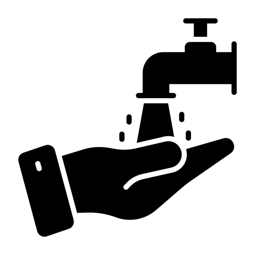 Hand with water tap showing concept of wudhu vector, easy to use icon vector
