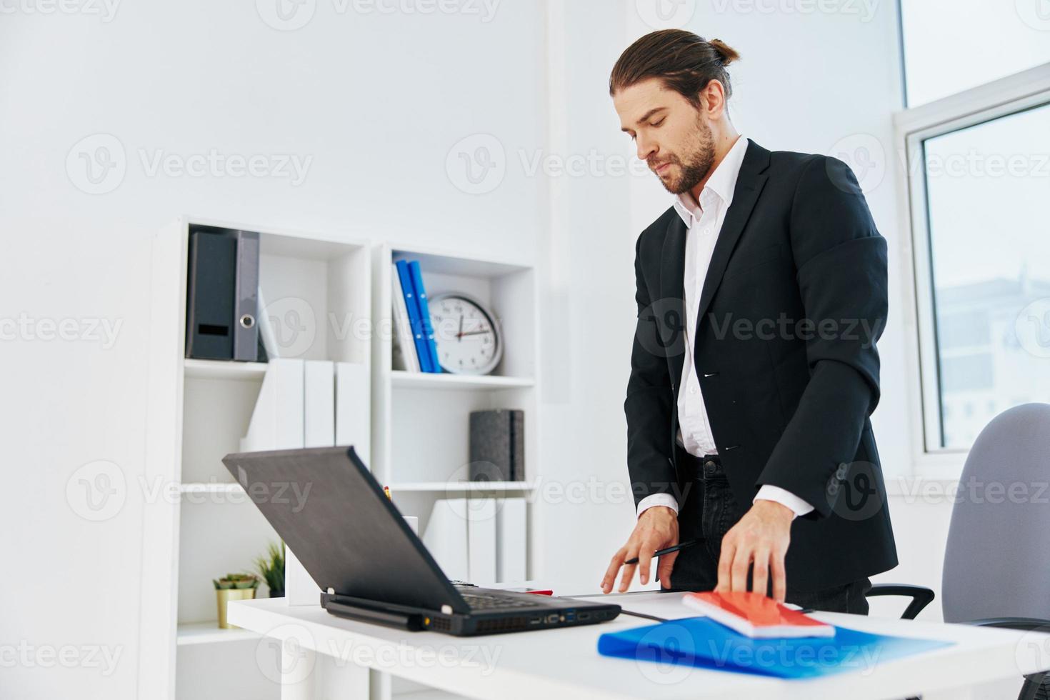 Man work emotions in front of laptop Lifestyle photo