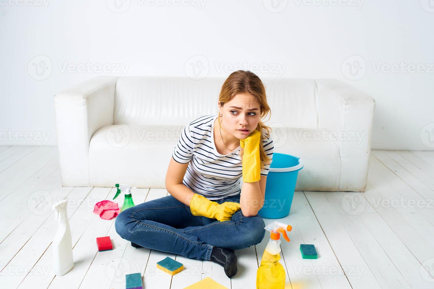 Housewife detergent housework fatigue lifestyle interior hygiene photo