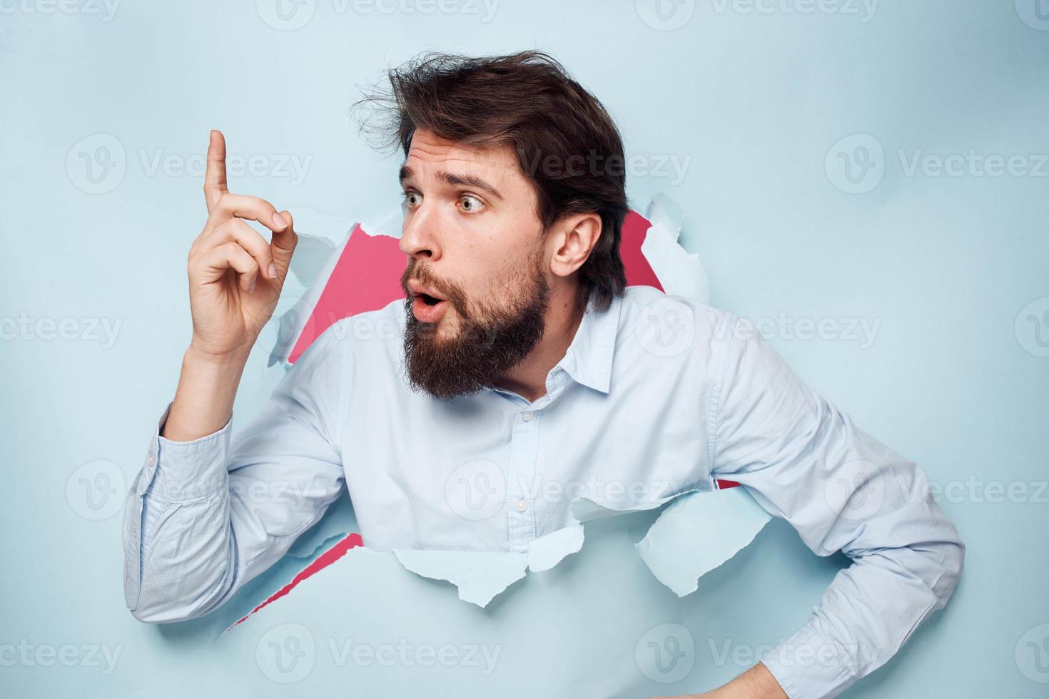 Bearded man in shirt Manager career work emotions lifestyle photo