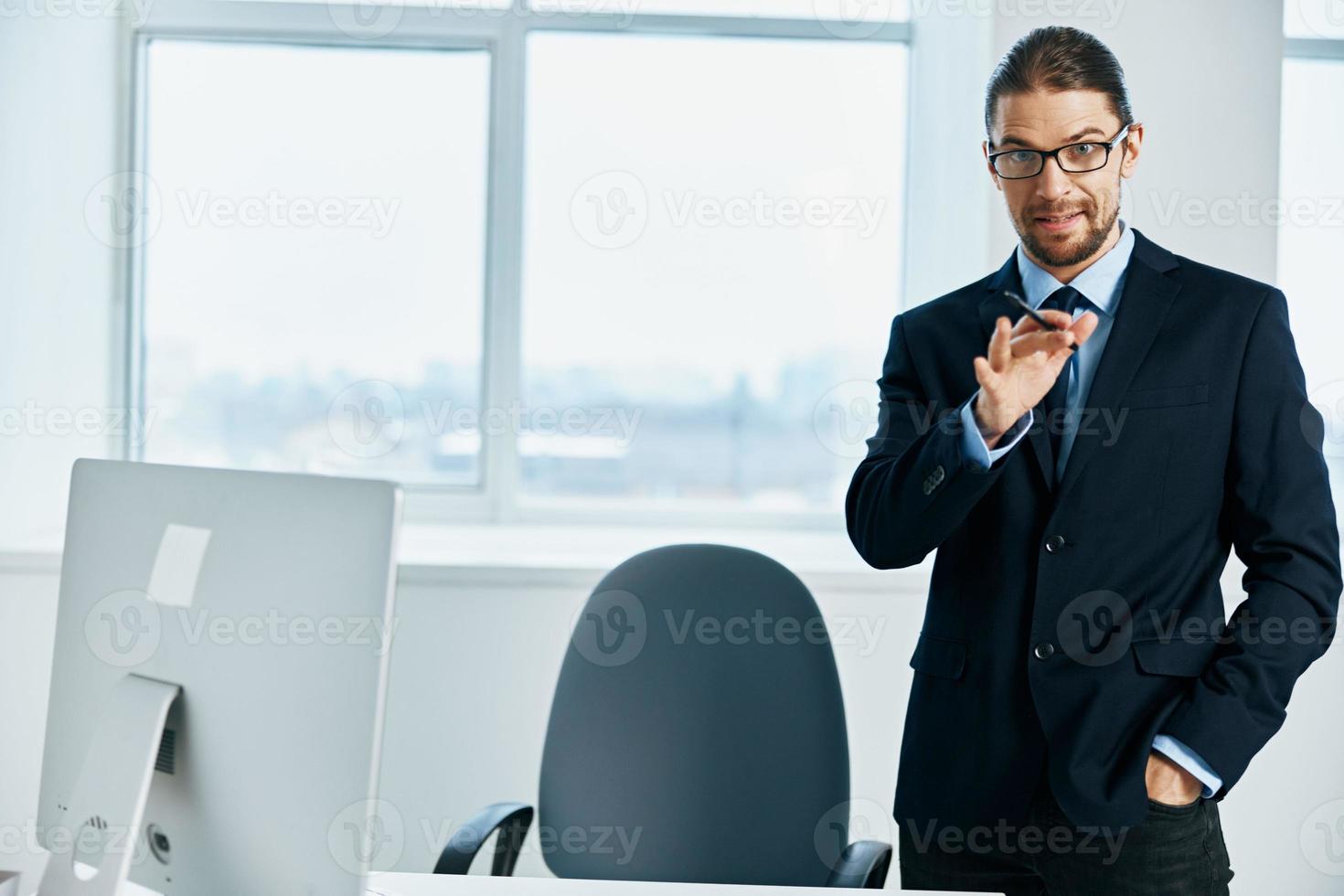 The man in a suit emotions work head documents Lifestyle photo