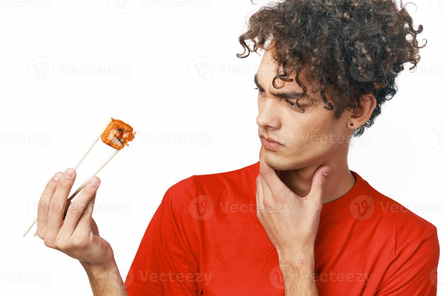 kinky guy chopsticks sushi snack fast food photo