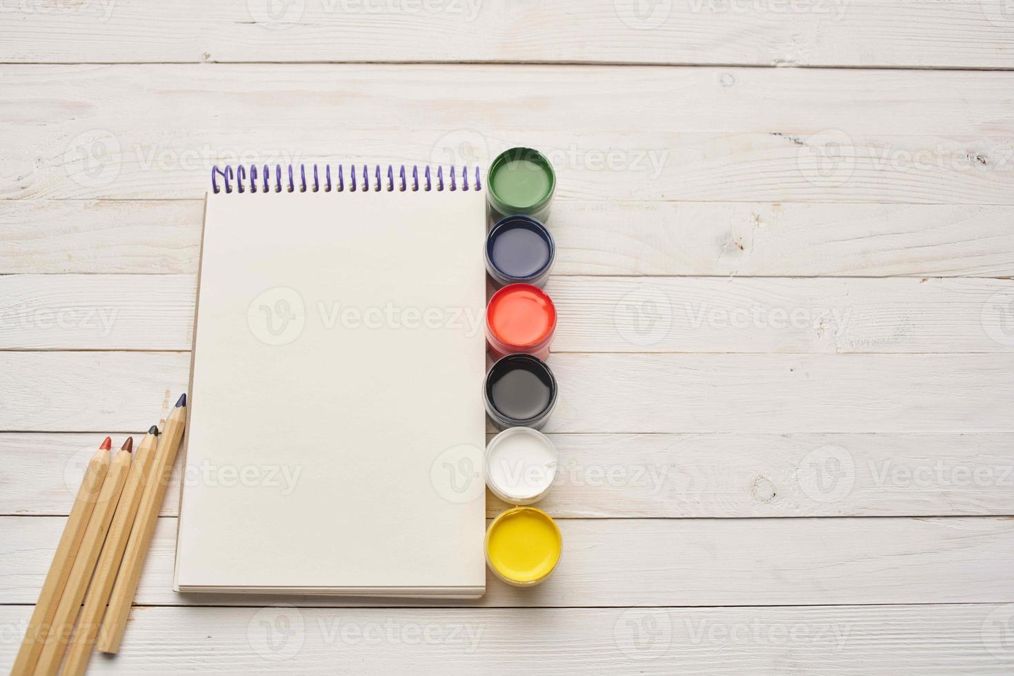 watercolor paint notepad pencils art drawing photo