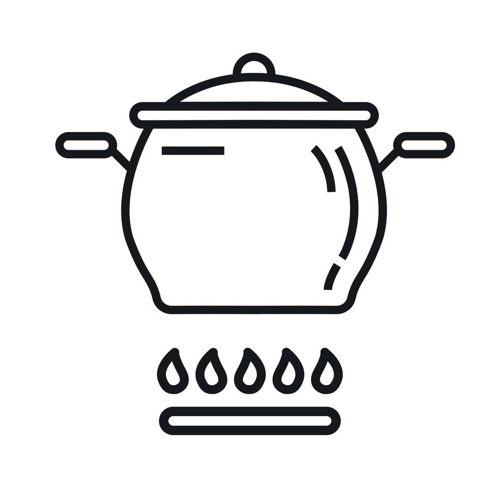 un cacerola en un gas cocina. vector ilustración. línea estilo