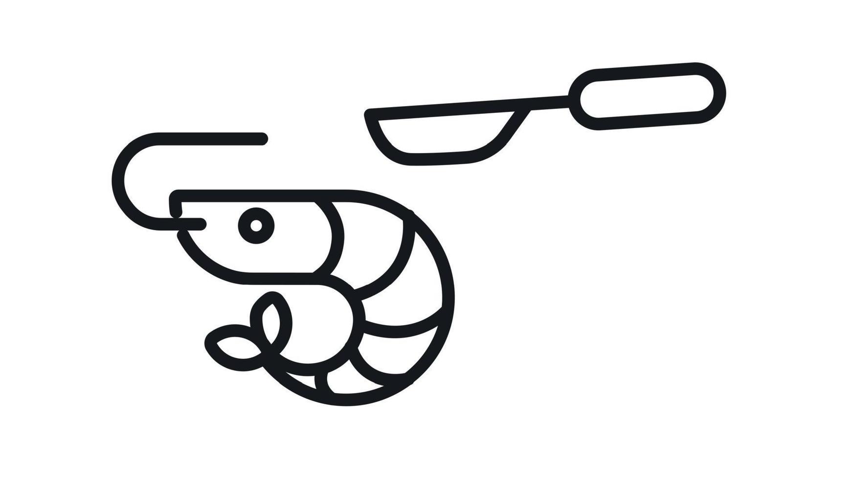 Shrimp and knife icon. Vector illustration