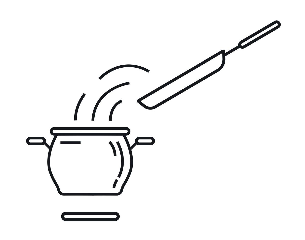 A saucepan on a gas stove. Vector illustration. Line style