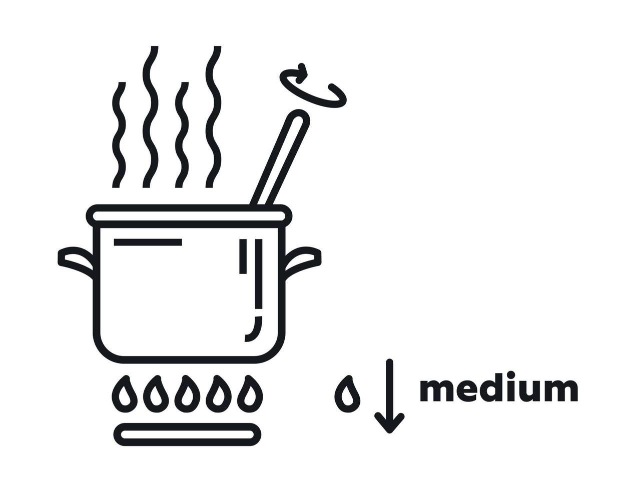 A saucepan on a gas stove. Vector illustration. Line style