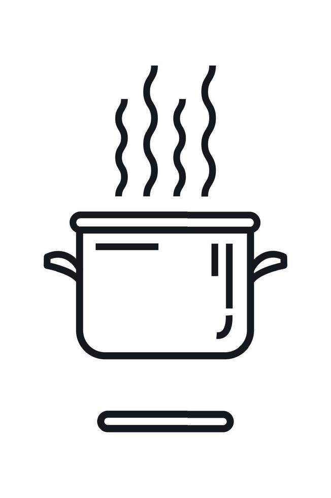 A saucepan on a gas stove. Vector illustration. Line style