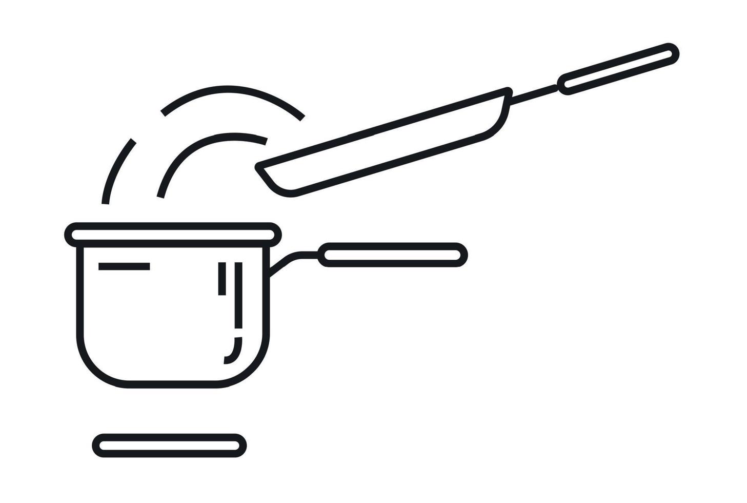 A saucepan on a gas stove. Vector illustration. Line style