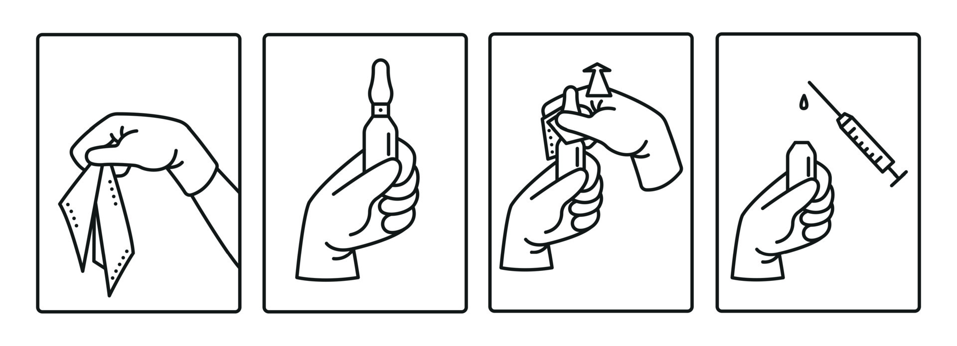 Instructions on how to open the ampoule. Vector illustration. 22073789