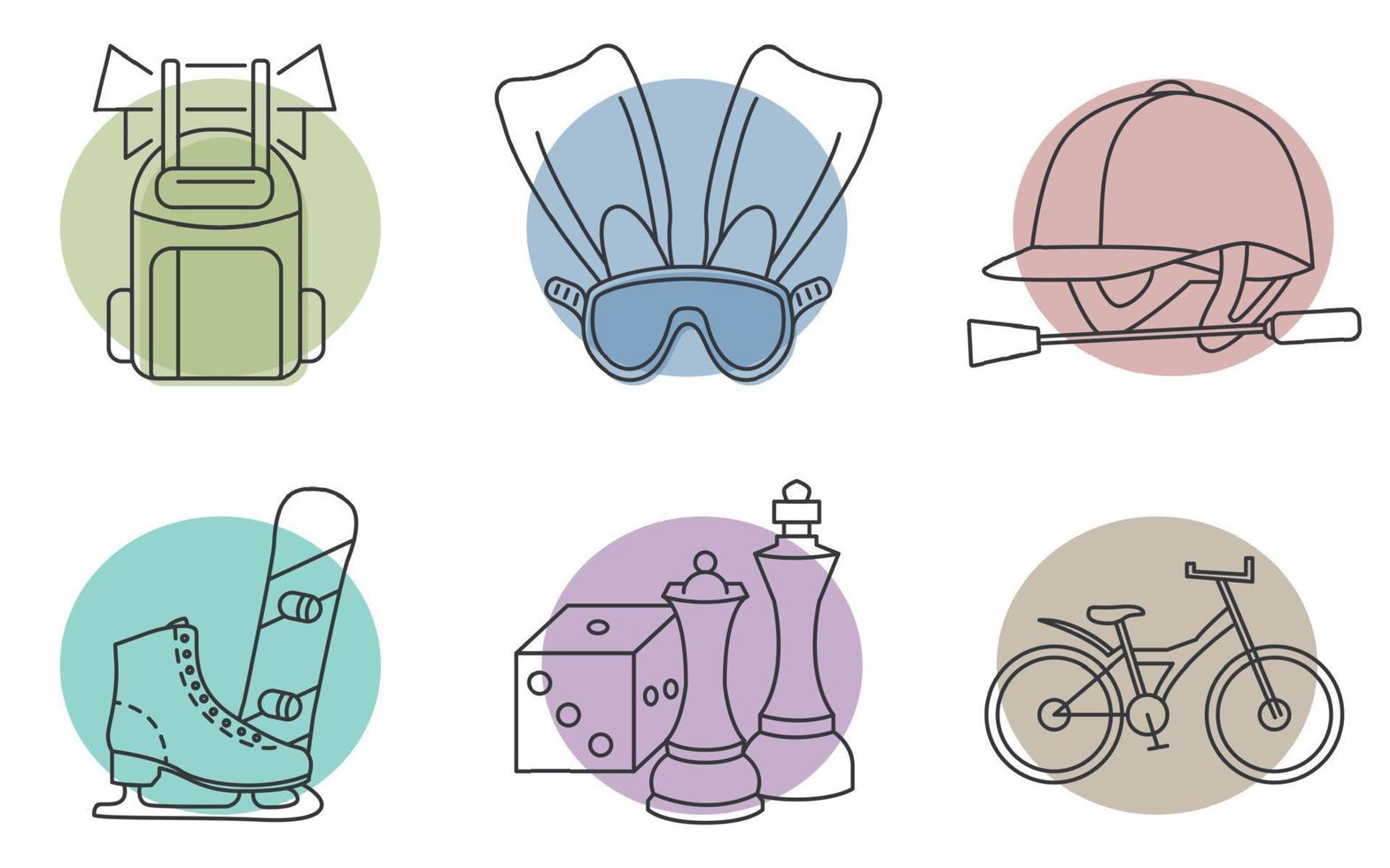 Collection of sports icons, flat design, long shadow. Icon set 2. vector
