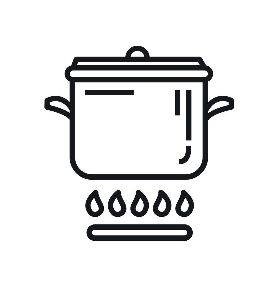 A saucepan on a gas stove. Vector illustration. Line style