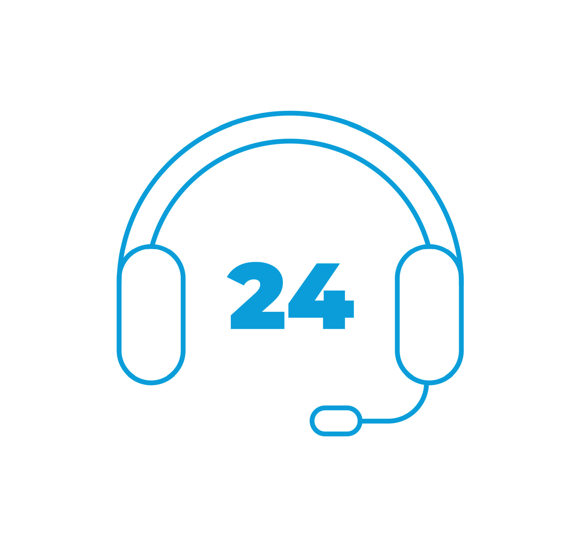Icon. 24hour call center. Headphones with microphone. Vector