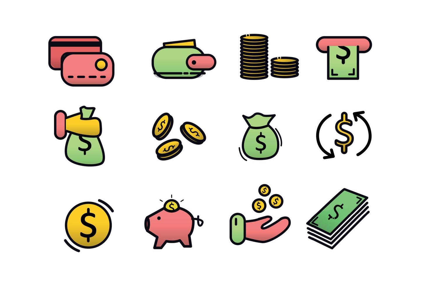 Money icons set. Finance icons vector
