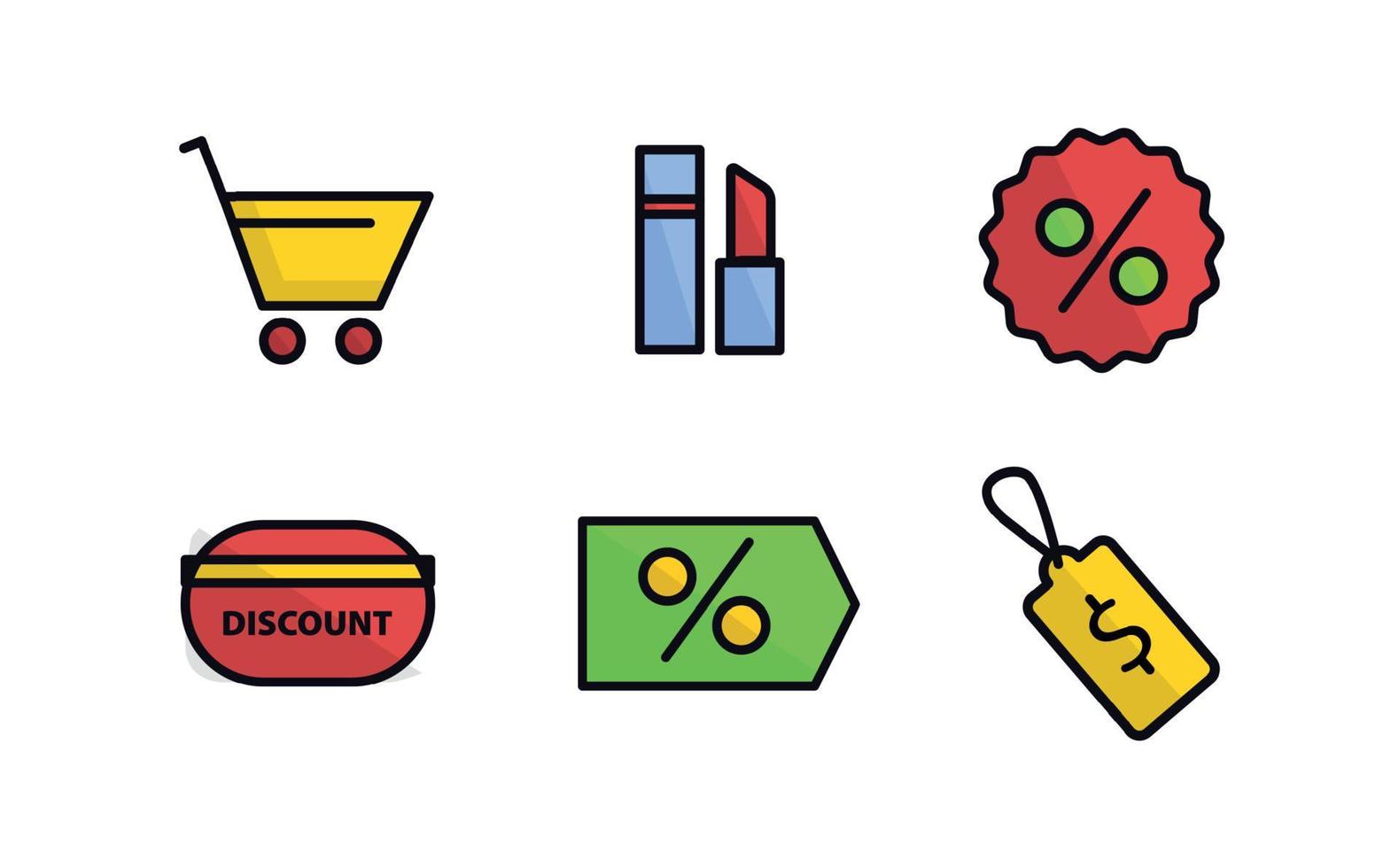 tienda iconos, insignias, compras, ventas vector