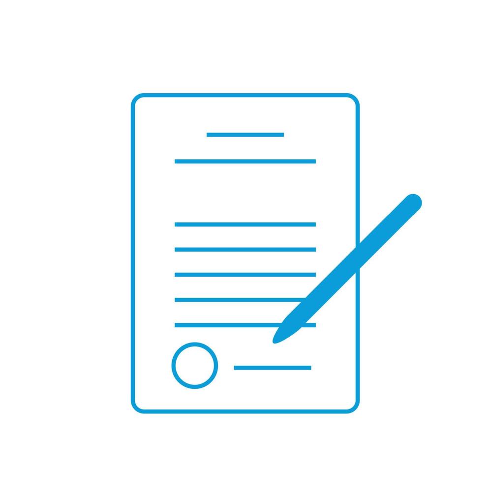 Icon. Document and pen. Vector illustration.