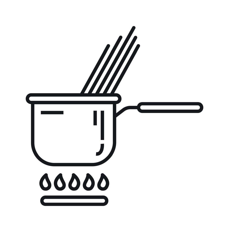 A saucepan on a gas stove. Vector illustration. Line style