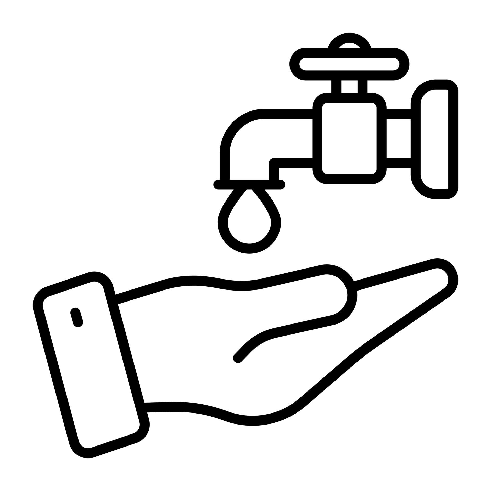 Hand with water tap showing concept of ablution vector, easy to use
